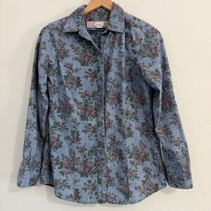 Foxcroft - Floral Chambray‎ Button Down Top